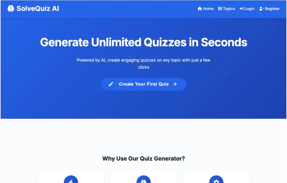 SolveQuiz - Unlimited AI Quiz Generator